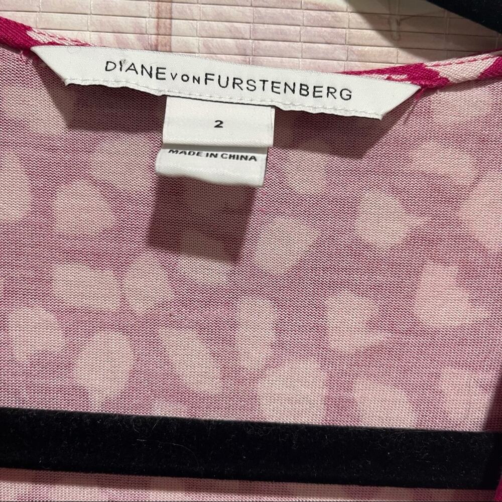 0233 Diane Von Furstenberg Noe Leopard Leaves Pink Dress - Picture 6 of 11